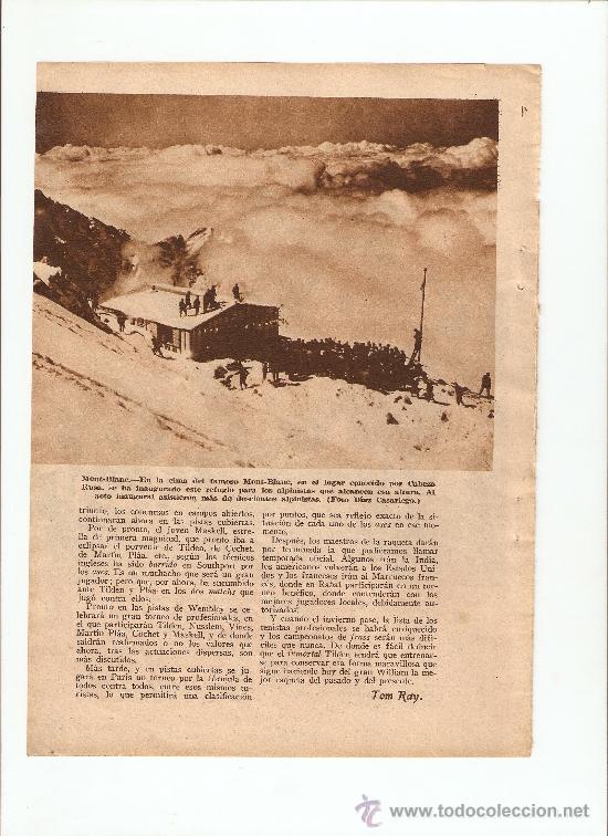 Colecionismo: RECORTE NOTICIA.A&Ntilde;O1934.ALPINISMO.MONTBLANC.CABEZA RUSA.INAUGURACION REFUGIO EN LA CIMA.MONTA&Ntilde;ISMO.