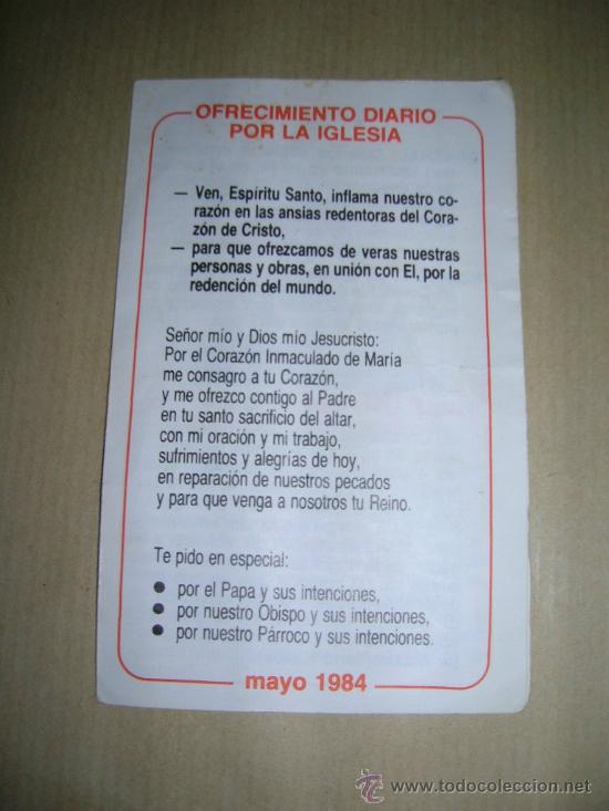 Coleccionismo: Peque&ntilde;o d&iacute;ptico religioso. Ofrecimiento diario por la iglesia. A&ntilde;o 1984.