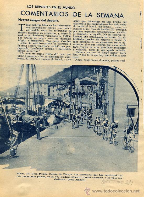 Coleccionismo: CICLISMO 1934 VIZCAYA 2 HOJA SREVISTA