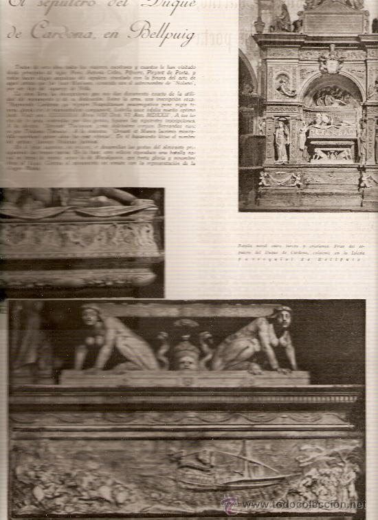 Collecting paper: A&Ntilde;O 1940 RECORTE PRENSA EL SEPULCRO DEL DUQUE DE CARDONA EN BELLPUIG