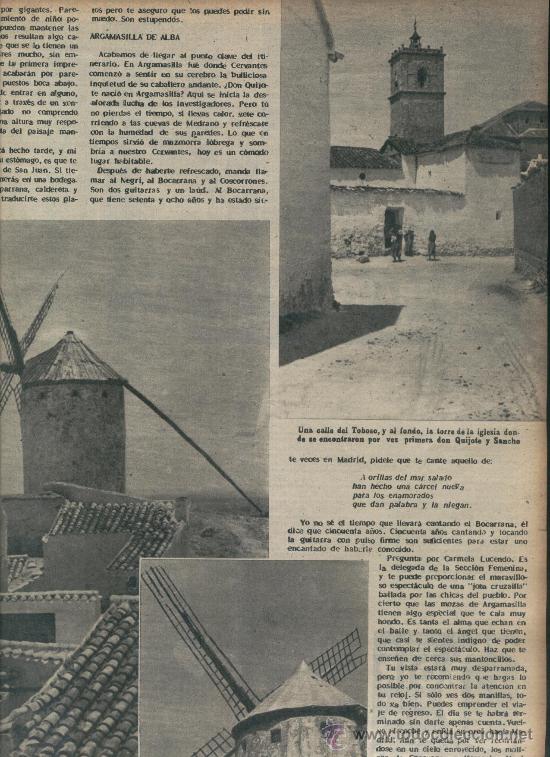 Coleccionismo: RECORTE DE PRENSA. A&Ntilde;O 1953. REPORTAJE SOBRE LOS LUGARES DEL QUIJOTE.CAMPO DE CRIPTANA.TOBOSO.