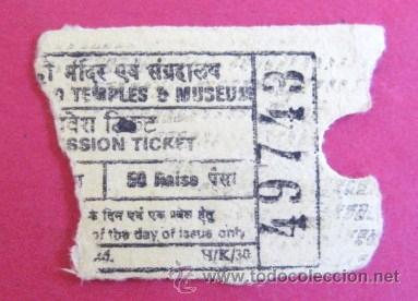 Coleccionismo: TICKET ENTRADA A MUSEOS INDIA A&Ntilde;OS 80. . ENVIO GRATIS&iexcl;&iexcl;&iexcl;