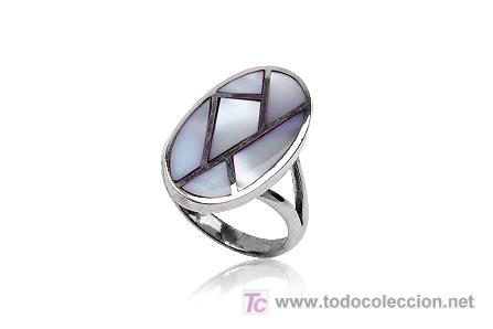 Coleccionismo: ANILLO  PLATA LEY 925  NACAR DIAMETRO 17,32