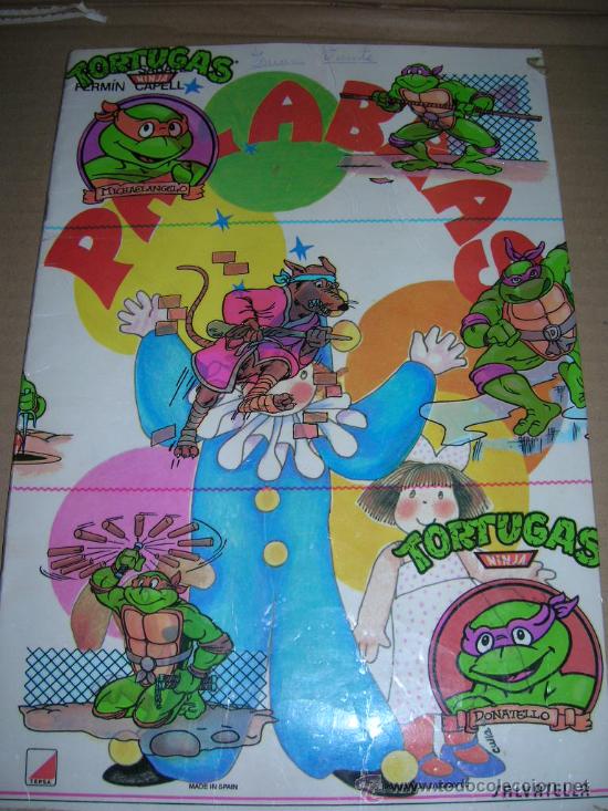 Coleccionismo: 2 Cuadernos de escritura Salvatella, a&ntilde;o 1981. Tapas cubierta adhesiva de las Tortugas Ninja de 1990