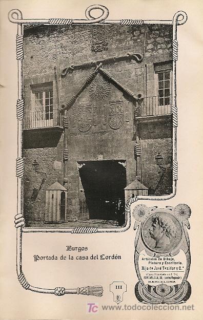 Coleccionismo: * BURGOS * Portada de la casa del Cord&oacute;n - 1911