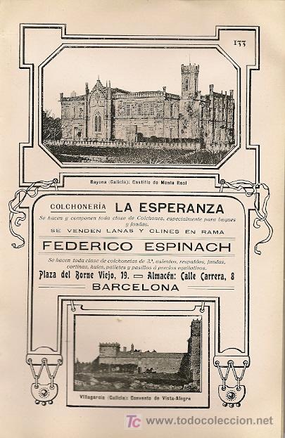 Coleccionismo: * BAYONA,   Castillo de Monte Real y   VILLAGARC&Iacute;A, Convento de Vista Alegre * GALICIA * - 1911