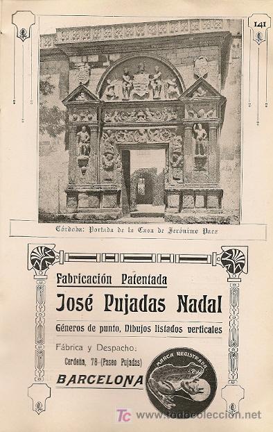 Coleccionismo: * C&Oacute;RDOBA * Portada de la Casa de Jer&oacute;nimo Paez- 1911