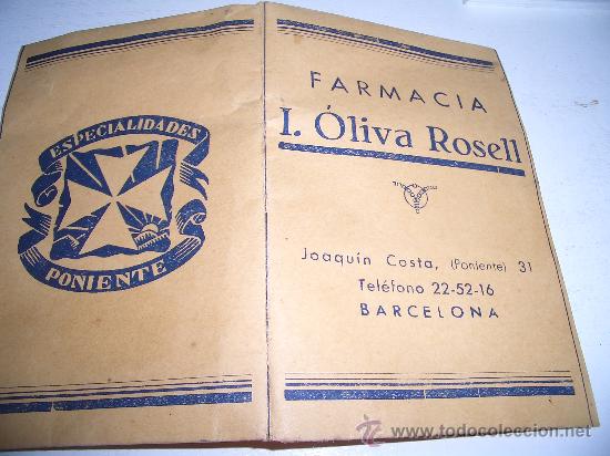 Coleccionismo: FARMACIA OLIVA ROSELL -SOBRE--CAJA 1--