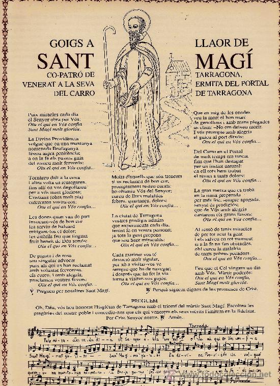 Collezionismo: goigs a llaor de sant magi - ed. gogistes tarragonins n&ordm; 485 - patro de tarragona - a&ntilde;o 1994