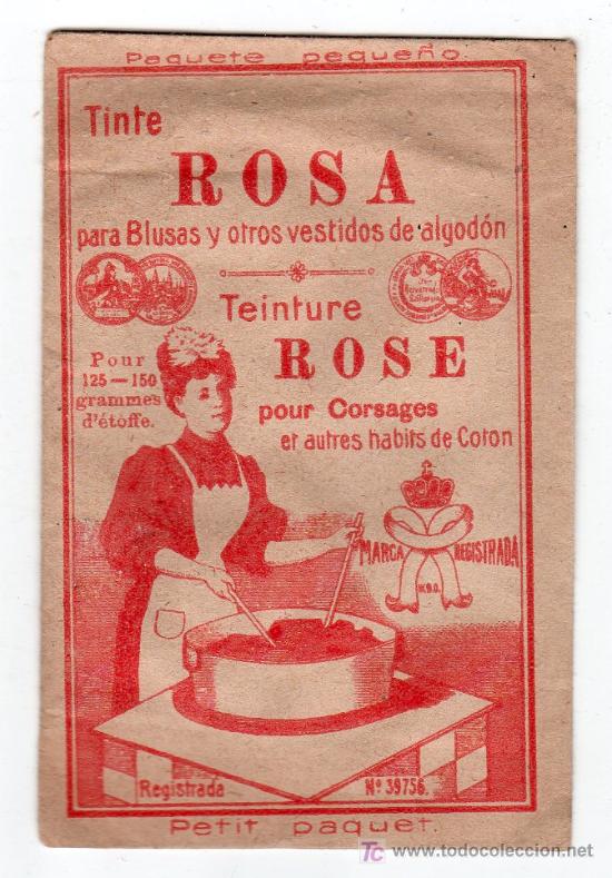 Coleccionismo: SOBRE DE TINTE ROSA PARA TE&Ntilde;IR LA ROPA - Foto 1