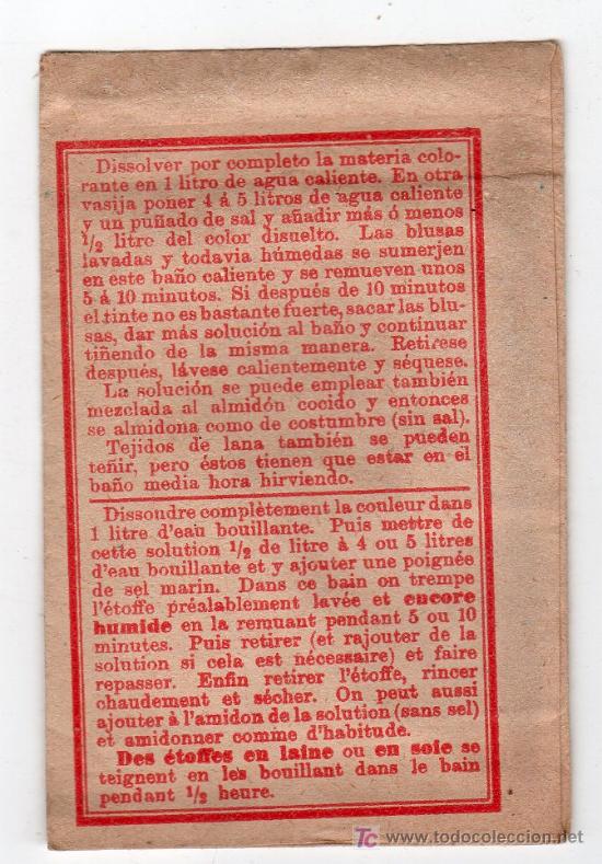 Coleccionismo: SOBRE DE TINTE ROSA PARA TE&Ntilde;IR LA ROPA - Foto 2