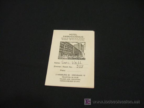 Collectionnisme: FICHA CLIENTE HOTEL PARKHOCHHAUS -