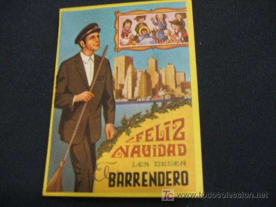 Sammelleidenschaft Papier: FELICITACION NAVIDAD - FELIZ NAVIDAD LES DESEA EL BARRENDERO - VERSO EN DORSO -