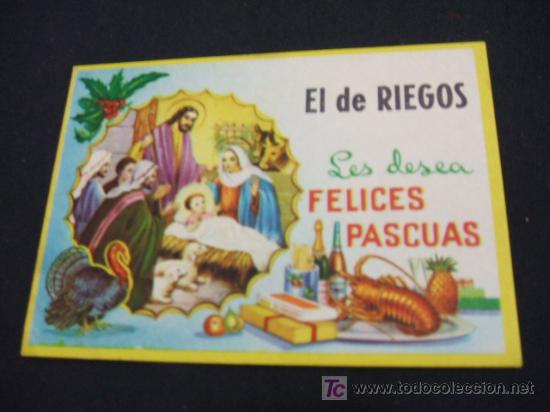 Sammelleidenschaft Papier: FELICITACION NAVIDAD - EL DE RIEGOS LES DESEA FELICES PASCUAS - CON VERSO EN EL DORSO -