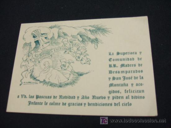 Sammelleidenschaft Papier: FELICITACION NAVIDAD - LA SUPERIORA Y COMUNIDAD DE RR. MADRES DE DESAMPARADOS Y SAN JOSE...