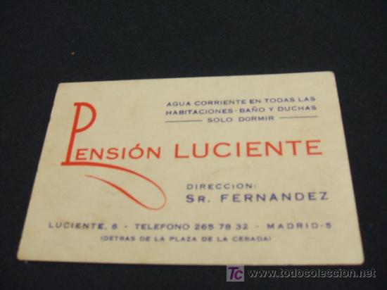 Sammelleidenschaft Papier: TARJETA DE PENSION - PENSION LUCIENTE - MADRID -