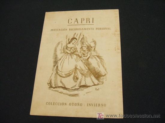 Collectionnisme: INVITACION PERSONAL - CAPRI - COLECCION OTO&Ntilde;O-INVIERNO