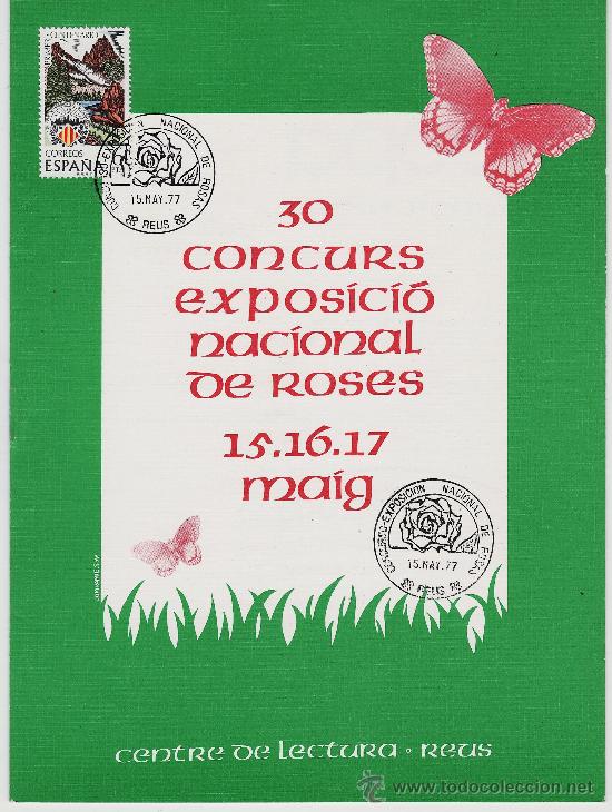 Coleccionismo: programa matasellado.- 30 concurs de roses.- reus.- a&ntilde;o 1977 - Foto 1