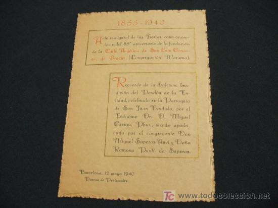 Sammelleidenschaft Papier: ACTO INAGURAL 85 ANIVERSARIO DE LA FUNDACION CORTE ANGELICA DE SAN LUIS DE GONZAGA DE GRACIA