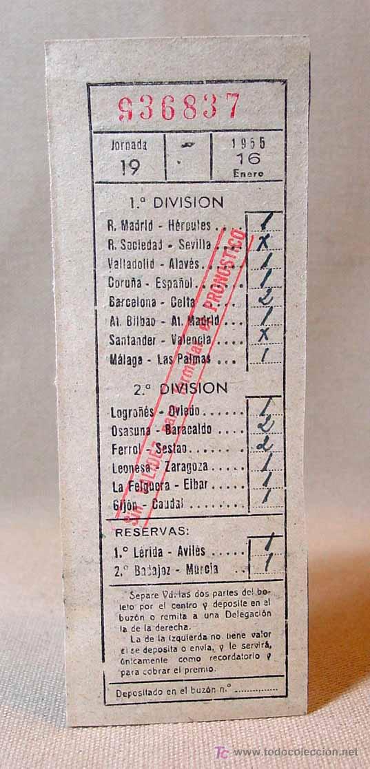 Coleccionismo: RESGUARDO, QUINIELA 1955 - Foto 1