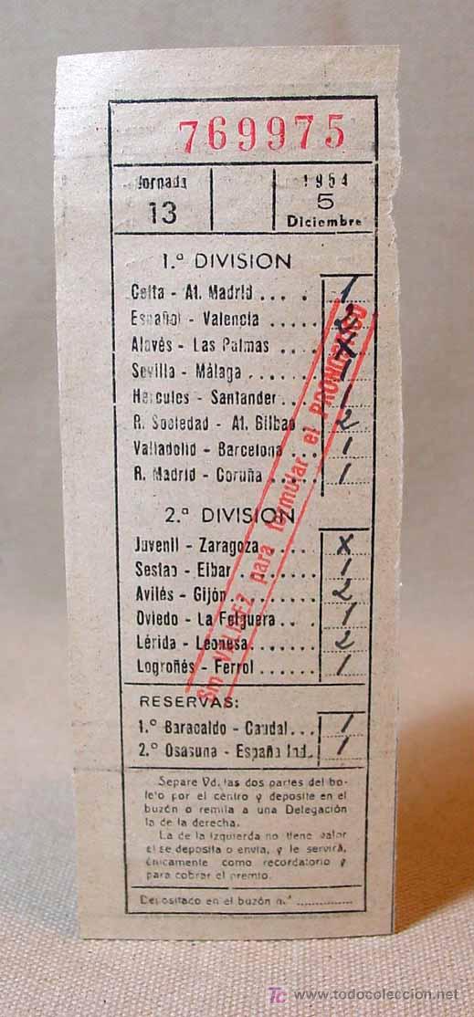 Coleccionismo: RESGUARDO, QUINIELA, 1954 - Foto 1
