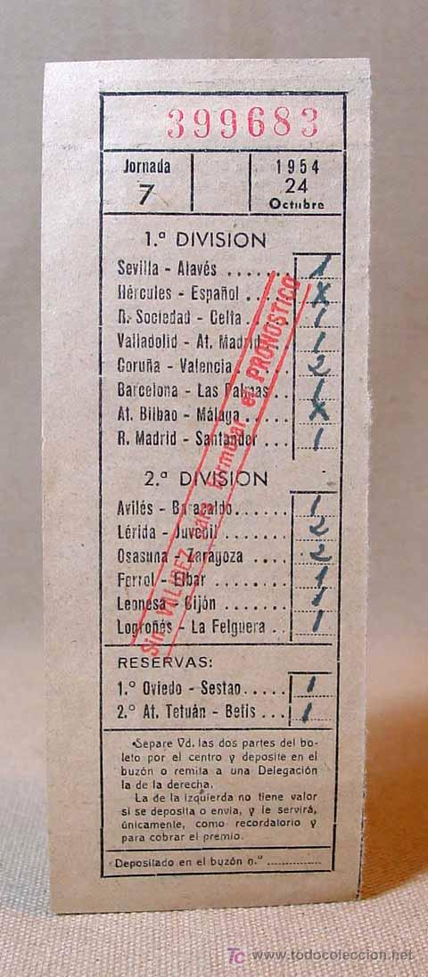 Coleccionismo: RESGUARDO, QUINIELA, 1954 - Foto 1