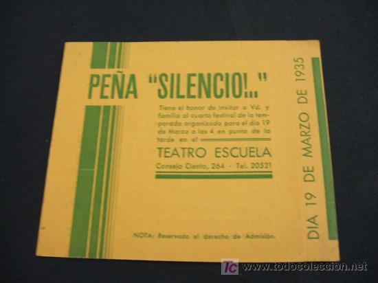 Collectionnisme: PROGRAMA - PE&Ntilde;A SILENCIO - LAS ZARZUELAS EL SE&Ntilde;OR JOAQUIN Y EL POBRE VALBUENA -