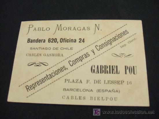 Collectionnisme: TARJETA - REPRESENTACIONES, COMPRAS Y CONSIGNACIONES - PABLO MORAGAS N. - GABRIEL POU