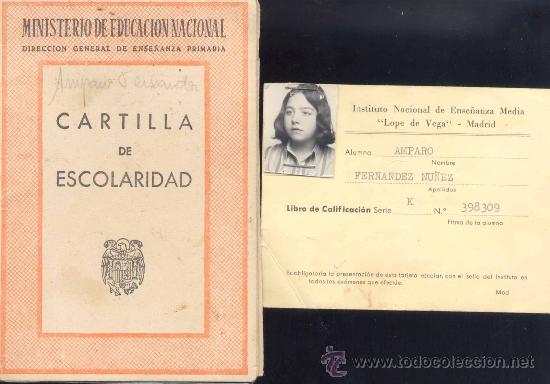 Coleccionismo: CARTILLA DE ESCOLARIDAD DE ENSE&Ntilde;ANZA PRIMARIA CON CARNET DEL INSTITUTO LOPE DE VEGA.-A&Ntilde;OS 60.