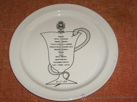 Coleccionismo: MENU SERIGRAFIADO EN PLATO - Foto 1