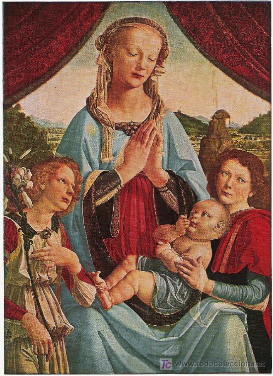 Coleccionismo: VERROCCHIO SCHOOL - MADONNA AND CHILD - NATIONAL GALLERY - CARD N&ordm; 1050 - LAMINA DE 15 X 10.5 cm.