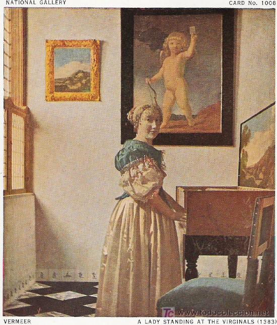 Sammelleidenschaft Papier: VERMER - NATIONAL GALLERY - CARD N&ordm; 1008 - LAMINA DE 15 X 10.5 cm.