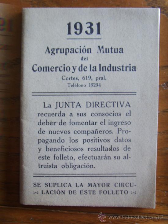 Coleccionismo: AGRUPACION MUTUA DEL COMERCIO Y LA INDUSTRIA 1931  - ESTAD&Iacute;STICAS -