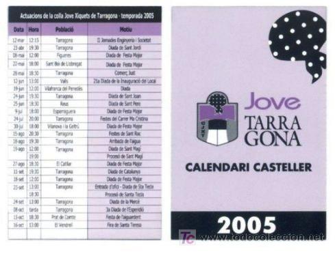 Coleccionismo: CALENDARIO TEMPORADA CASTELLERA 2005. CASTELLERS COLLA JOVE XIQUETS DE TARRAGONA. CASTELLER.