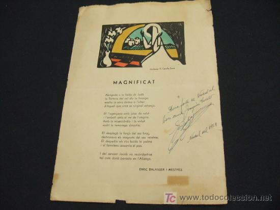 Sammelleidenschaft Papier: MAGNIFICAT - ENRIC BALAGUER I MESTRES - CON DEDICATORIA DESEANDO FELIZ NAVIDAD 1.951 Y AUTOGRAFO -