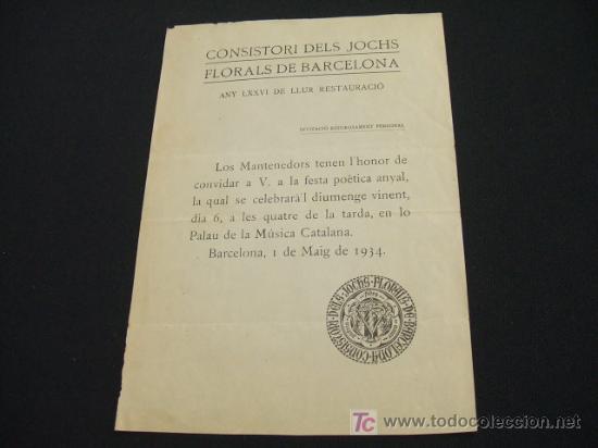 Coleccionismo: CONSISTORI DELS JOCHS FLORALS DE BARCELONA - ANY LXXVI DE LLUR RESTAURACIO -