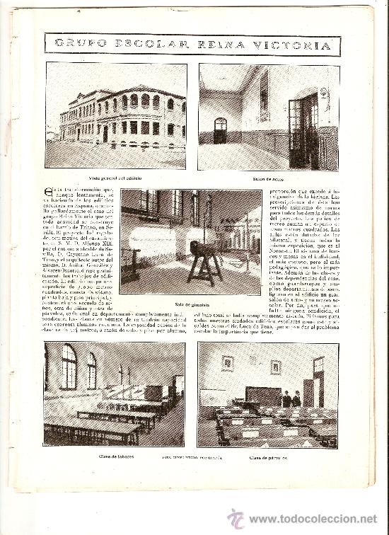 Collecting paper: HOJA REPORTAJE A&Ntilde;O 1908 ESCUELA TRIANA SEVILLA GRUPO ESCOLAR REINA VICTORIA EDUCACION