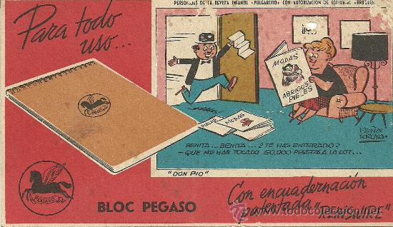 Coleccionismo: BLOC PEGASO PERSONAJES PULGARCITO DON PIO