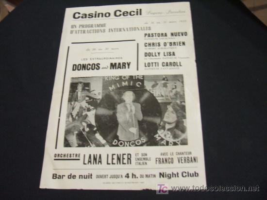 Sammelleidenschaft Papier: CASINO CECIL - LUGANO-PARADISO - UN PROGRAMME D'ATTRACTIONS INTERNATIONALES - 31 MARS 1959
