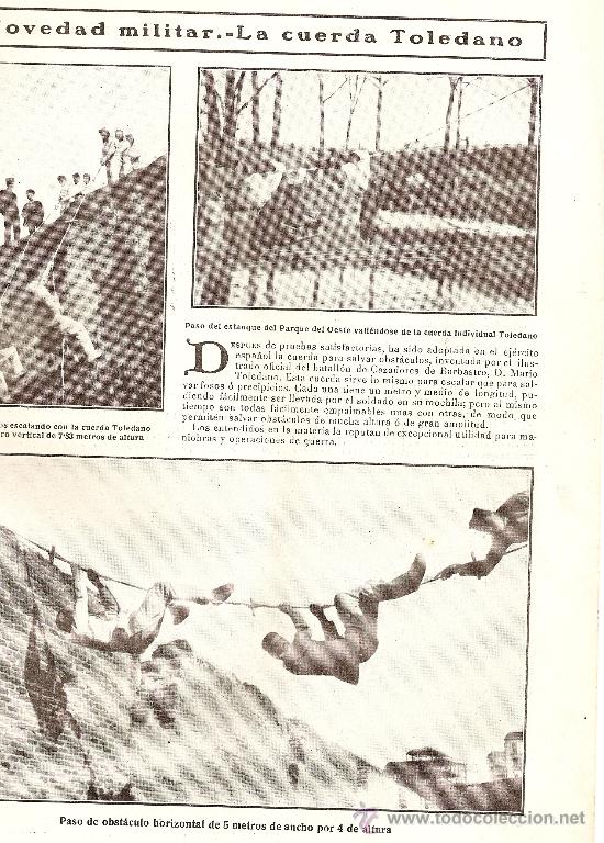 Collecting paper: HOJA REPORTAJE A&Ntilde;O 1908 CUERDA TOLEDANO BATALLON CAZADORES DE BARBASTRO EJERCITO NOVEDAD MILITAR