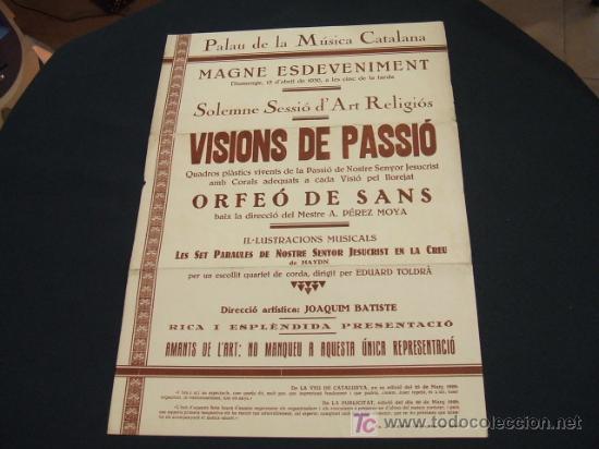 Colecionismo: PALAU DE LA MUSICA CATALANA - MAGNE ESDEVENIMENT - SOLEMNE SESSIO D'ART RELIGIOS - ABRIL 1930 -