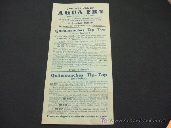 Sammelleidenschaft Papier: NO MAS CANAS - AGUA FRY PARA SE&Ntilde;ORAS Y CABALLEROS - NATURINA ACEITE VEGETAL -