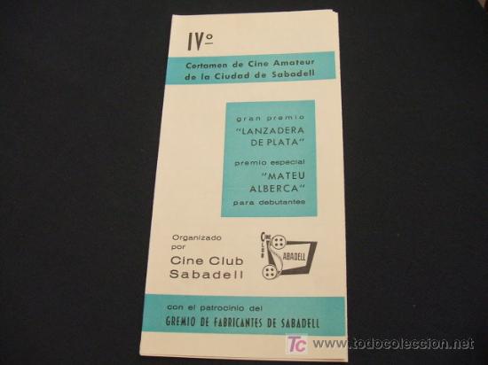 Sammelleidenschaft Papier: IV CERTAMEN DE CINE AMATEUR DE LA CIUDAD DE SABADELL - BASES E INSCRIPCION -