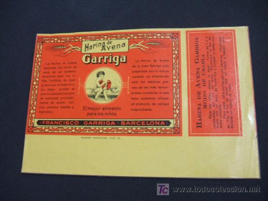 Collectionnisme: ENVOLTORIO - HARINA DE AVENA - GARRIGA - EL ALIMENTO PARA LOS NI&Ntilde;OS - FCO. GARRIGA - BARCELONA -