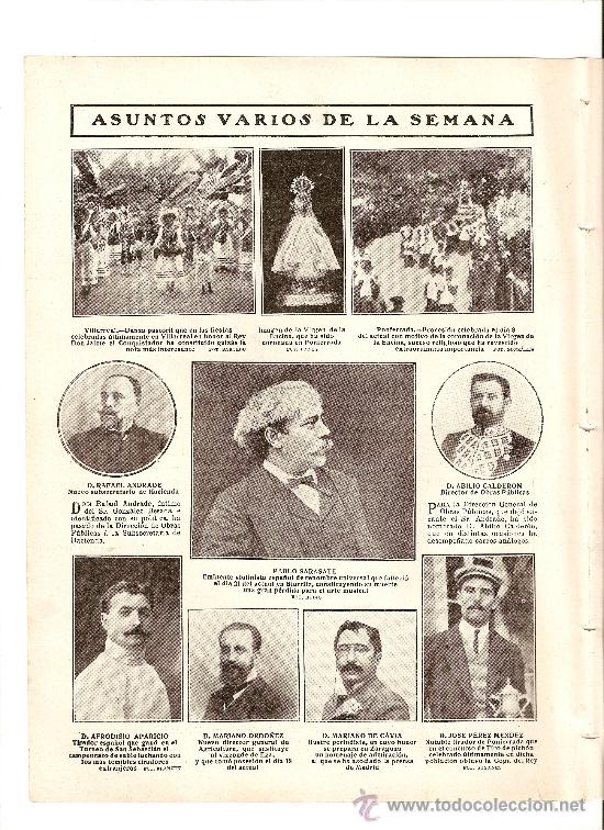 Collectionnisme: HOJA NOTICIAS A&Ntilde;O 1908 SABADELL APLEC DE LA LIBERTAD VILLARREAL PONFERRADA CORONACION VIRGEN ENCINA