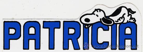Coleccionismo: adhesivo / pegatina - snoopy - patricia - de gran impacto en los a&ntilde;os ochenta - nombre