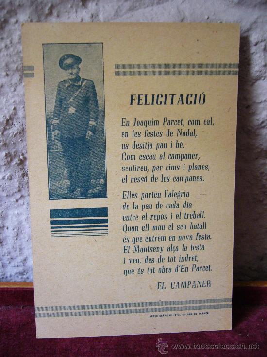 Colecionismo: Felicitaci&oacute; del Campaner - Joaquim Parcet - Artes graficas Sta. Coloma de Farn&eacute;s