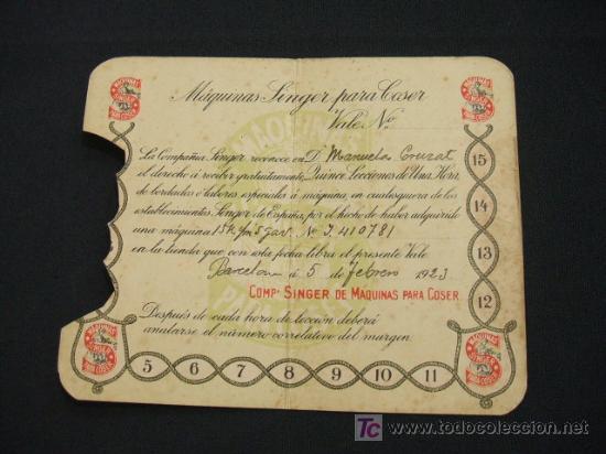 Colecionismo: MAQUINAS SINGER PARA COSER - A&Ntilde;O 1.923 -