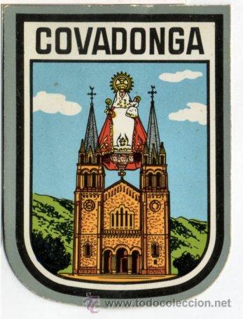 Coleccionismo: Bas&iacute;lica de Nuestra Se&ntilde;ora de Covadonga - Asturias - pegatina adhesivo interior - dos caras -a&ntilde;os 70