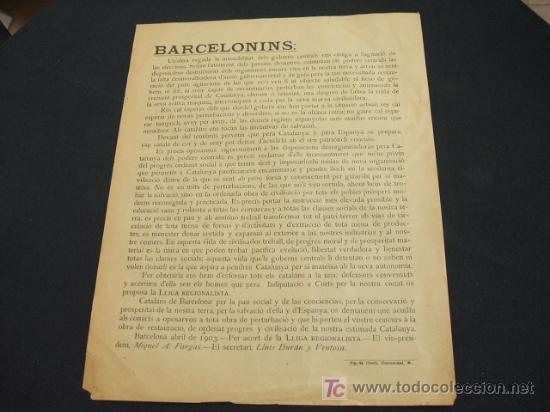 Collectionnisme: BARCELONINS - PER ACORT DE LA LLIGA REGIONALISTA - 1.903 -